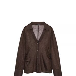 Zara semi sheer blouse with ties